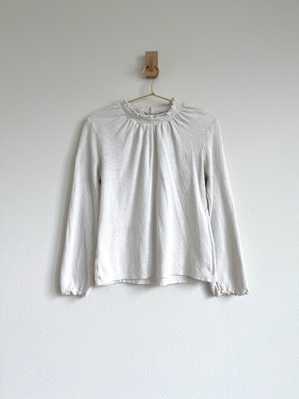 Madewell Texture & Thread Soft Girl Boho Retro Ruffled Mockneck Top